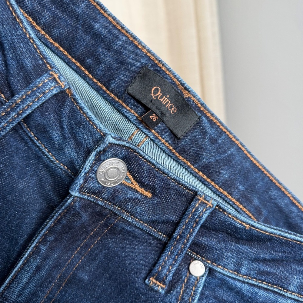 Quince High Rise Kick Flare Jeans Organic Cotton Midnight Blue Women's 26x26 - Picture 6 of 8